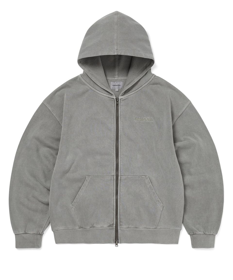 MUSINSA | thisisneverthat Waffle Lined Zip Up Hoodie Dark Grey