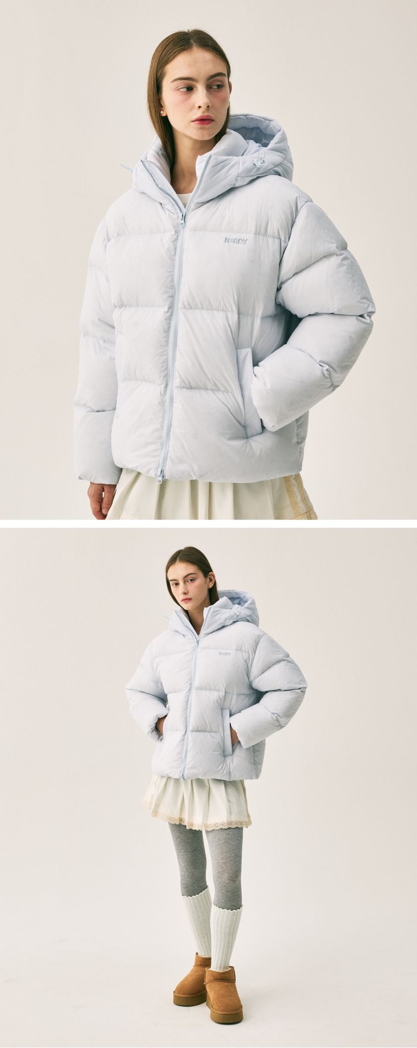 MUSINSA | NDY Essential Hoodie Down Jacket Sky Blue