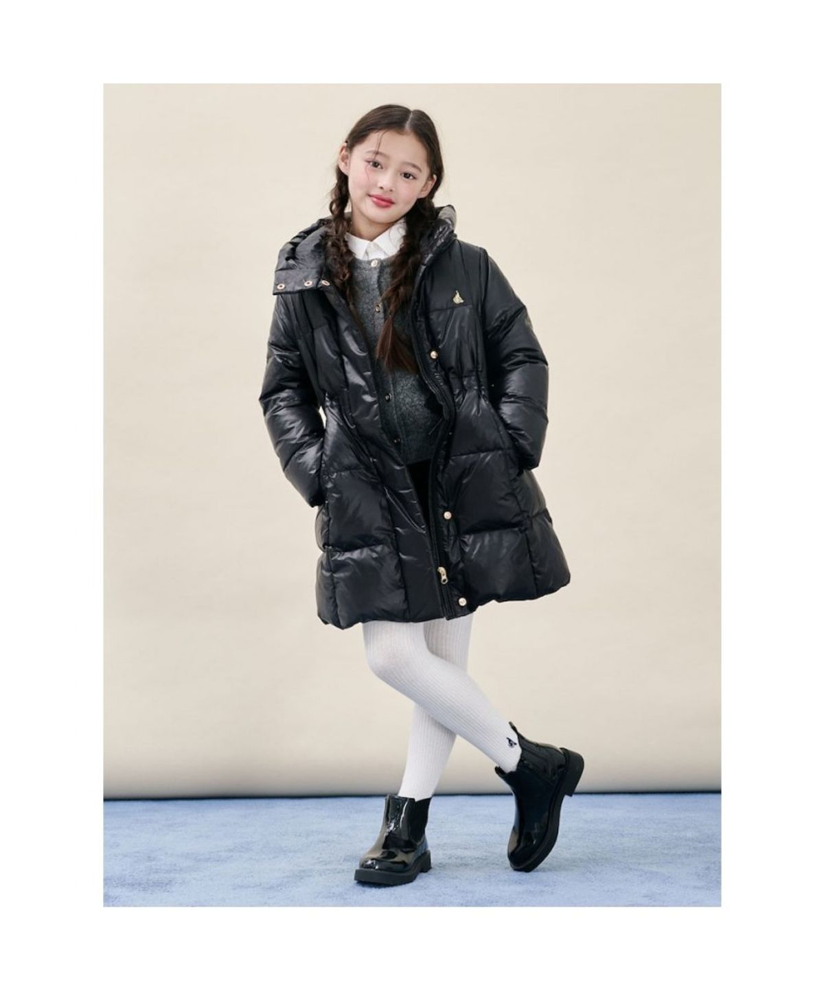 빈폴 키즈(BEANPOLE KIDS) 여아 덕다운 중경량 롱패딩  블랙 (BI5X38G025) (BI5X38G025)