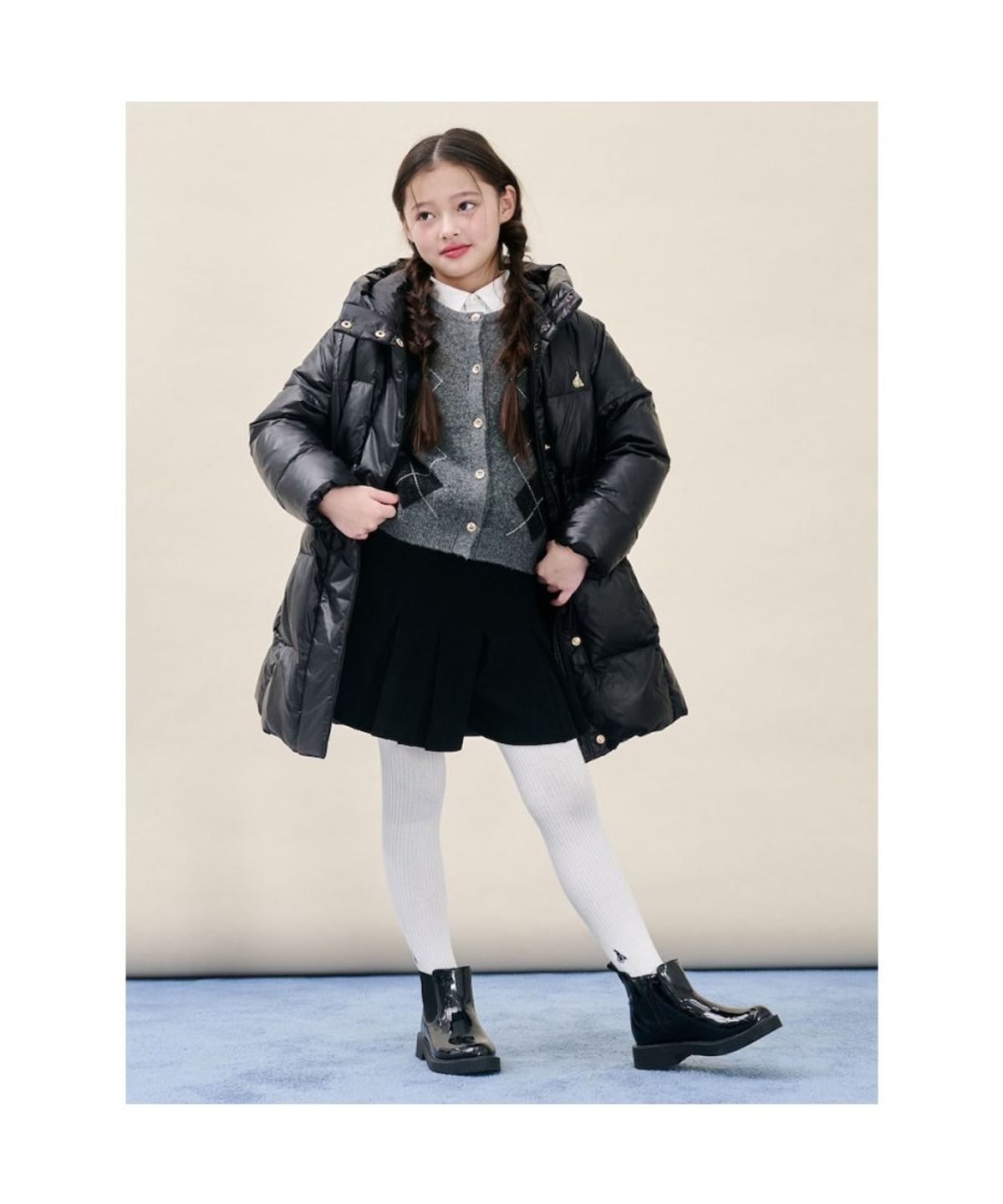 빈폴 키즈(BEANPOLE KIDS) 여아 덕다운 중경량 롱패딩  블랙 (BI5X38G025) (BI5X38G025)
