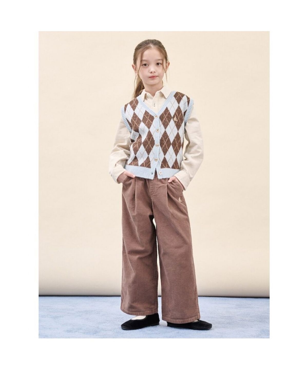 빈폴 키즈(BEANPOLE KIDS) 코듀로이 스판 핀턱 팬츠  브라운 (BI5X21G01D)