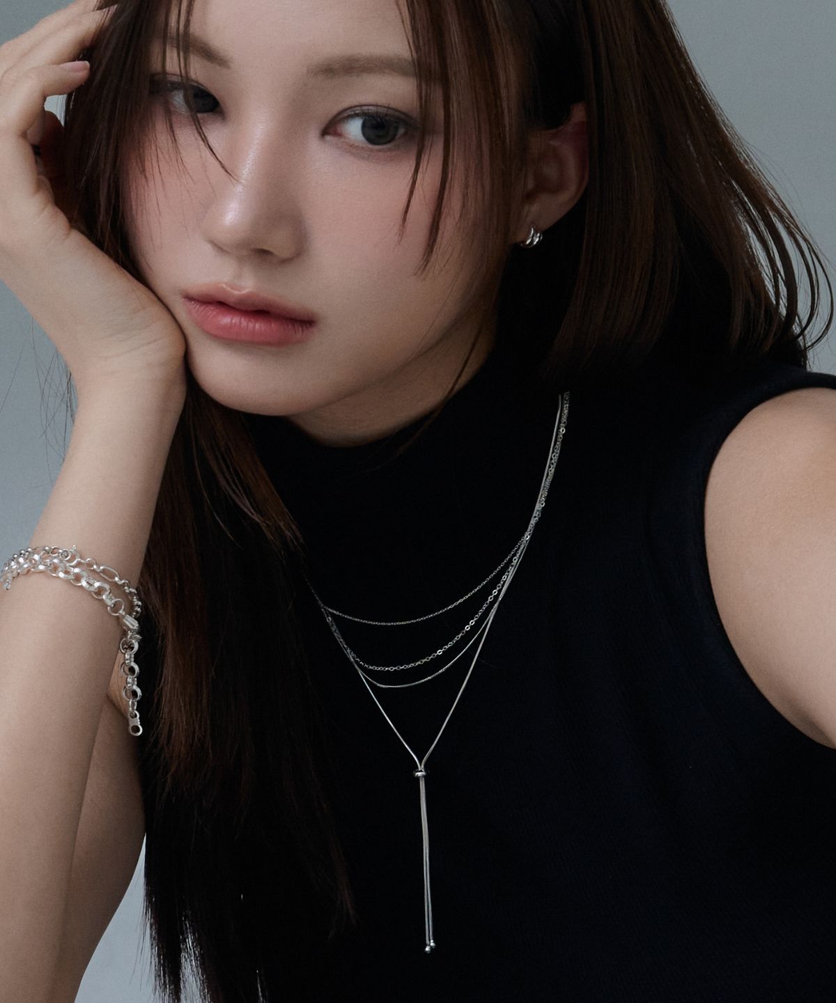 바라두(BARADU) 925 Trio layer chain necklace