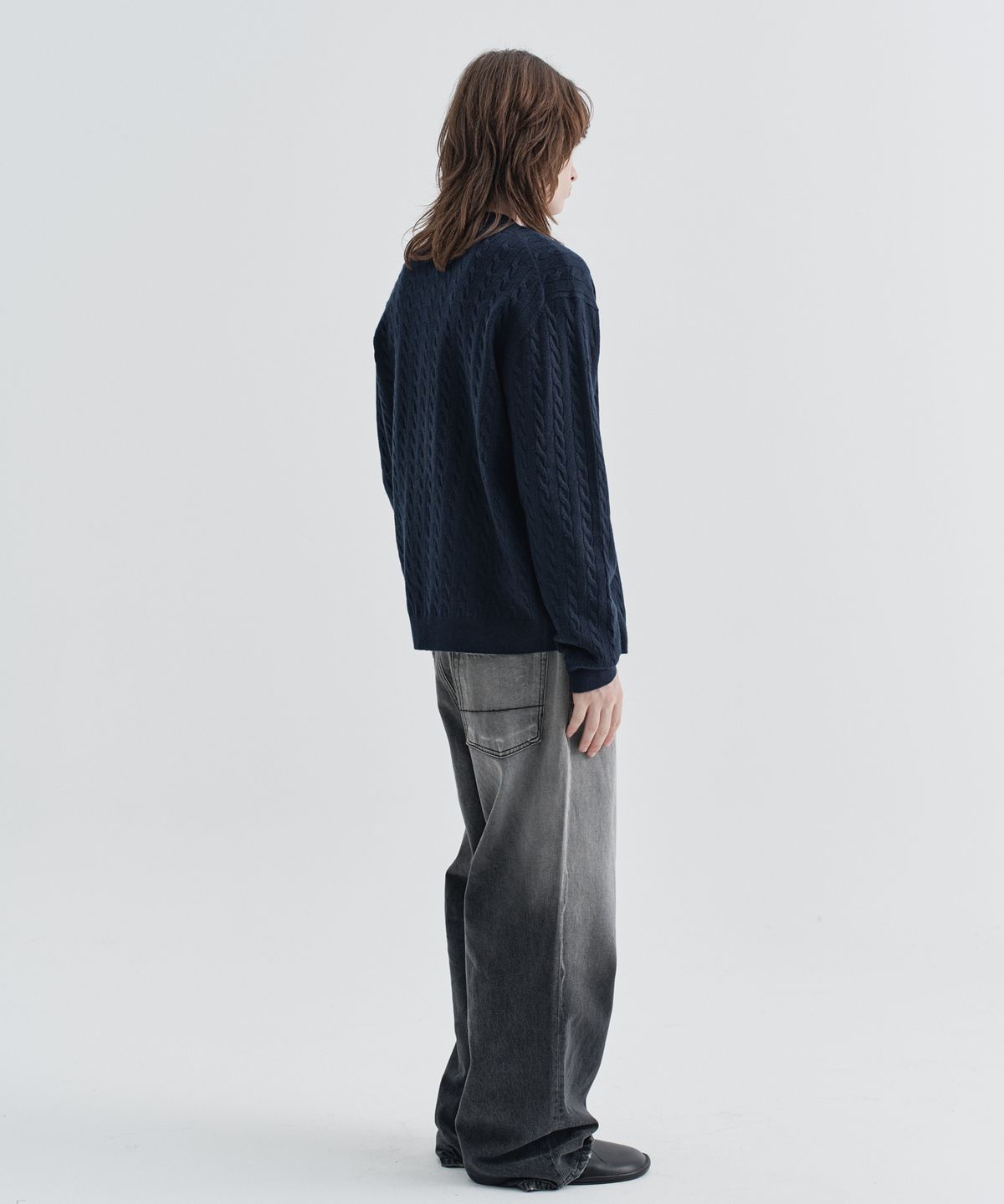 이지오(EZIO) Heritage Cable Cardigan_Navy