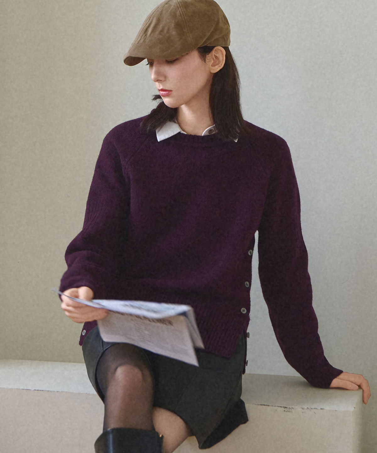 슬로우롤리(SLOWLOLLI) [울50%] Cozy lambswool knit_4 Colors