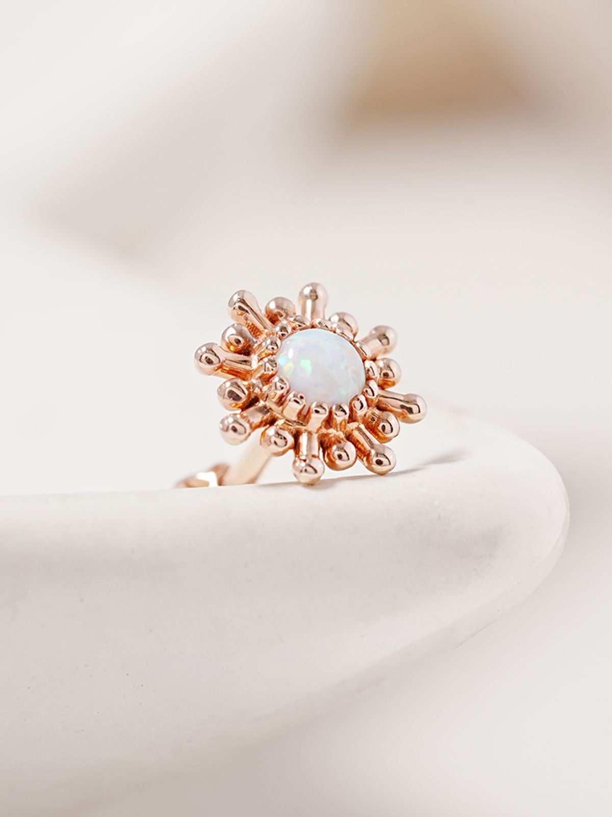 미니멀피어싱(MINIMALPIERCING) 14K 18K 골든 선라이즈 오팔 피어싱 귀걸이