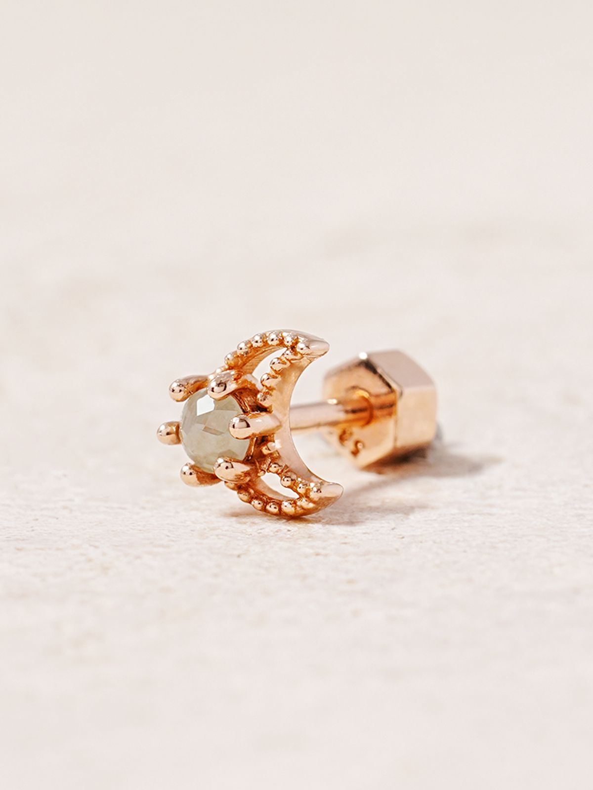 미니멀피어싱(MINIMALPIERCING) 14K 18K 골드문 러프 피어싱 귀걸이