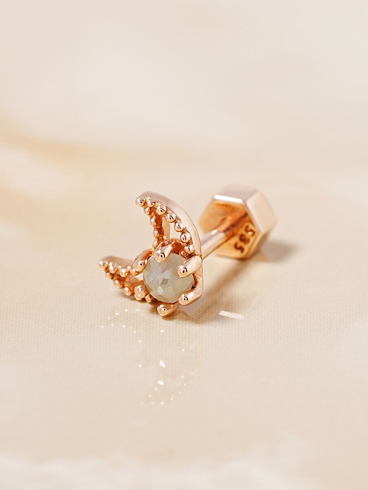 미니멀피어싱(MINIMALPIERCING) 14K 18K 골드문 러프 피어싱 귀걸이