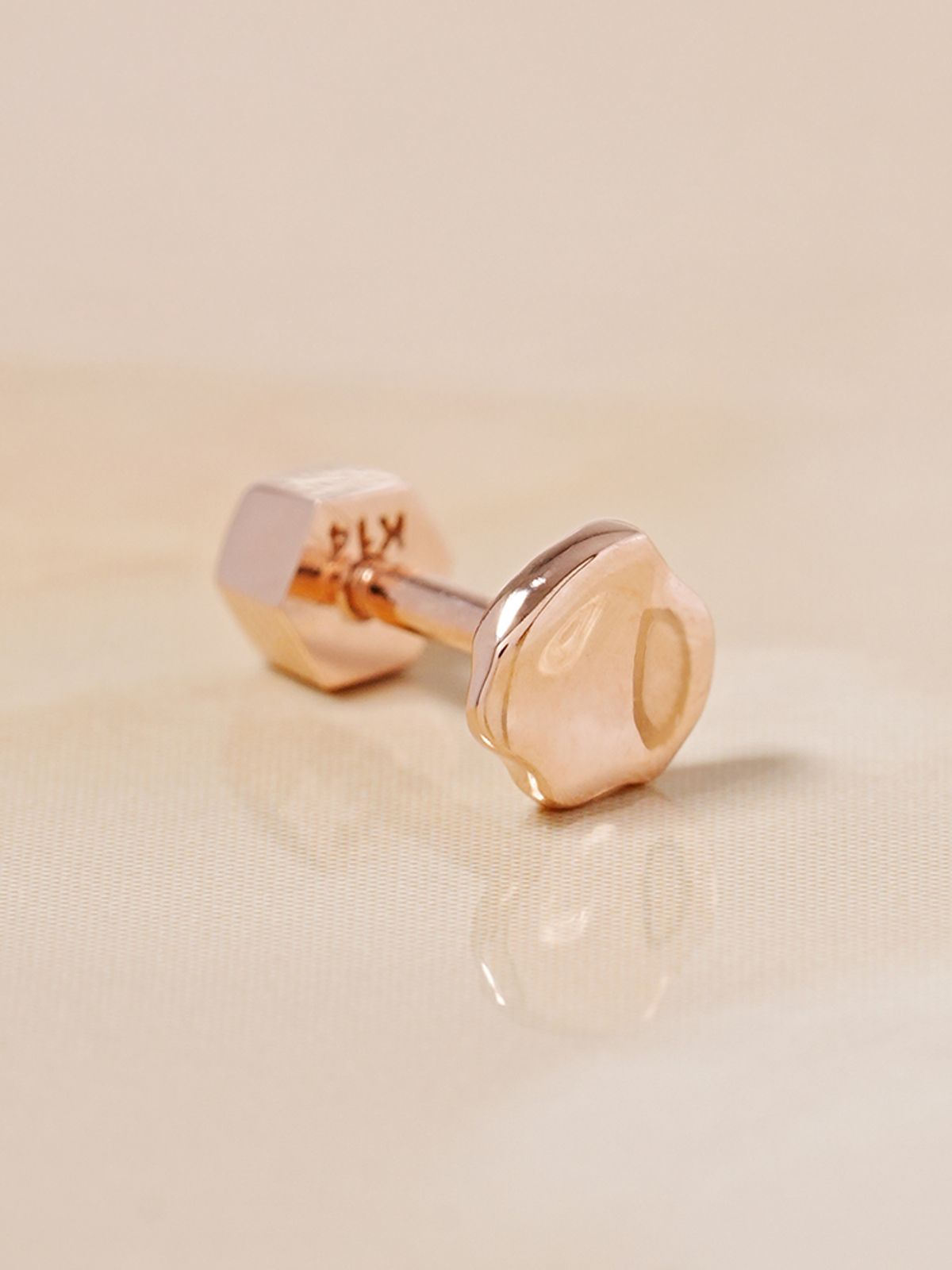 미니멀피어싱(MINIMALPIERCING) 14K 18K 러프 디스크 피어싱 귀걸이