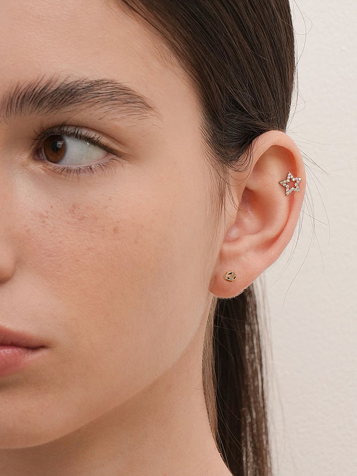 미니멀피어싱(MINIMALPIERCING) 14K 18K 러프 디스크 피어싱 귀걸이