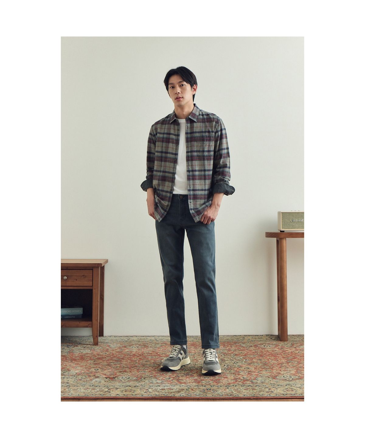 브렌우드(BRENTWOOD) 가먼트다잉 체크 캐주얼셔츠 BRSAW25471GYX