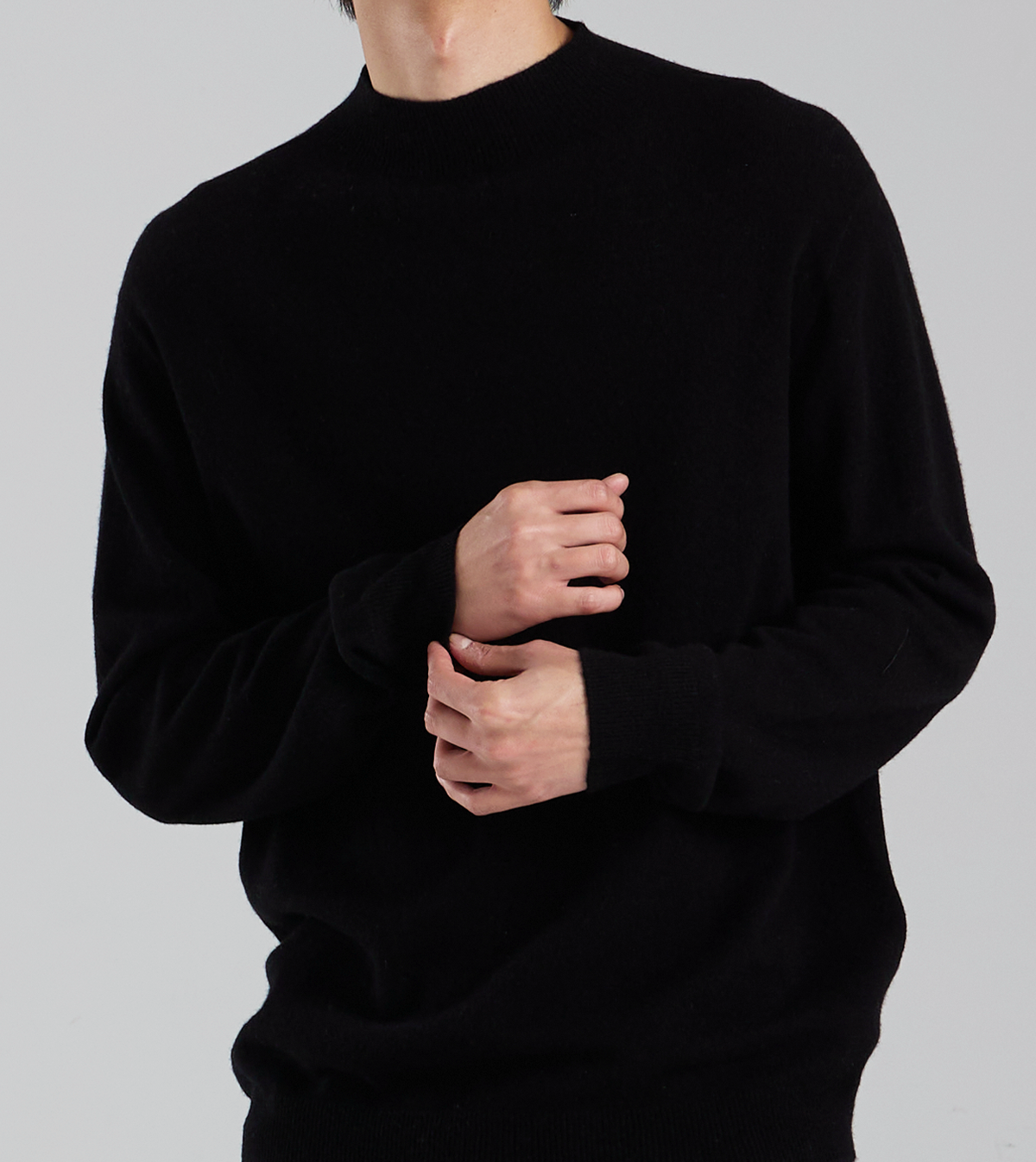 버튼서울(BUTTON SEOUL) 울블렌드 모크넥 니트 (블랙)