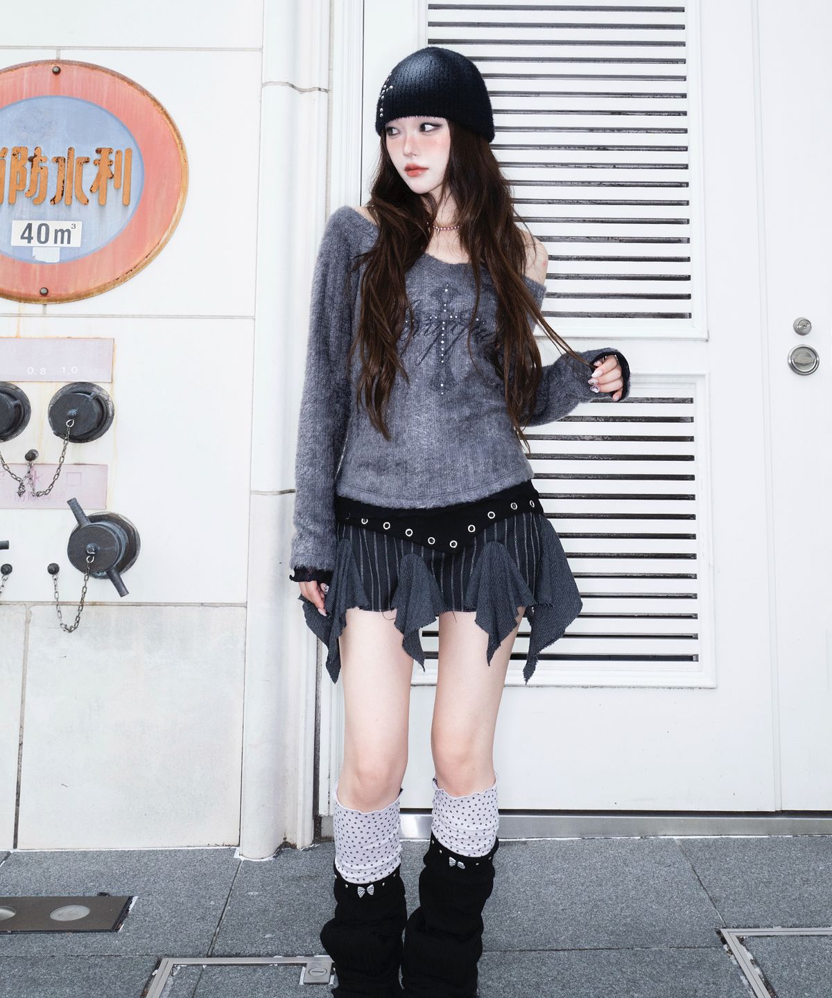 체리퀴리(CHERRYQUIRI) starry leg warmer - black