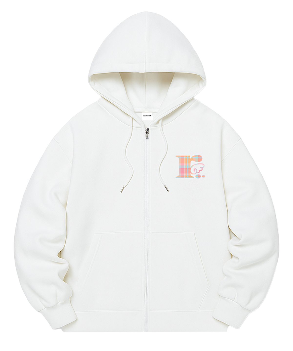 랜덤오프(RANDOMOFF) [기모선택] RÖFF TYPE PLAY CHECK SYMBOL SEMI OVER FIT ZIP-UP (4color)