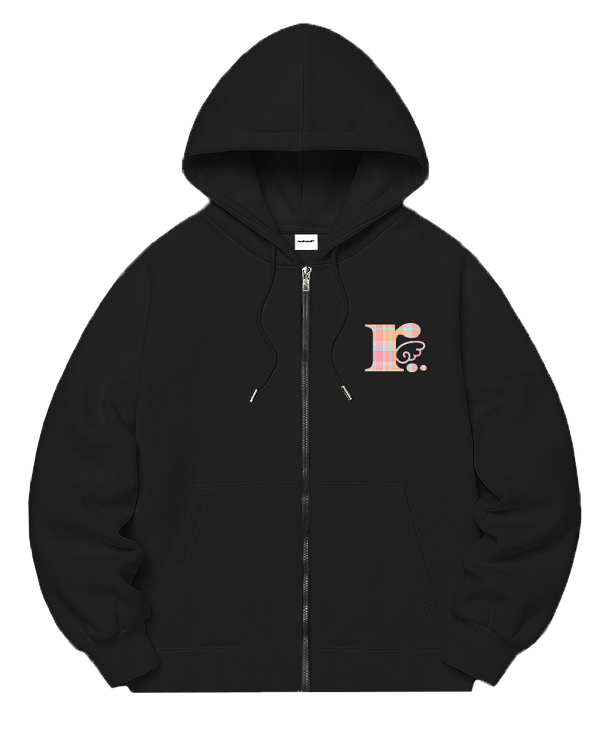 랜덤오프(RANDOMOFF) [기모선택] RÖFF TYPE PLAY CHECK SYMBOL SEMI OVER FIT ZIP-UP (4color)