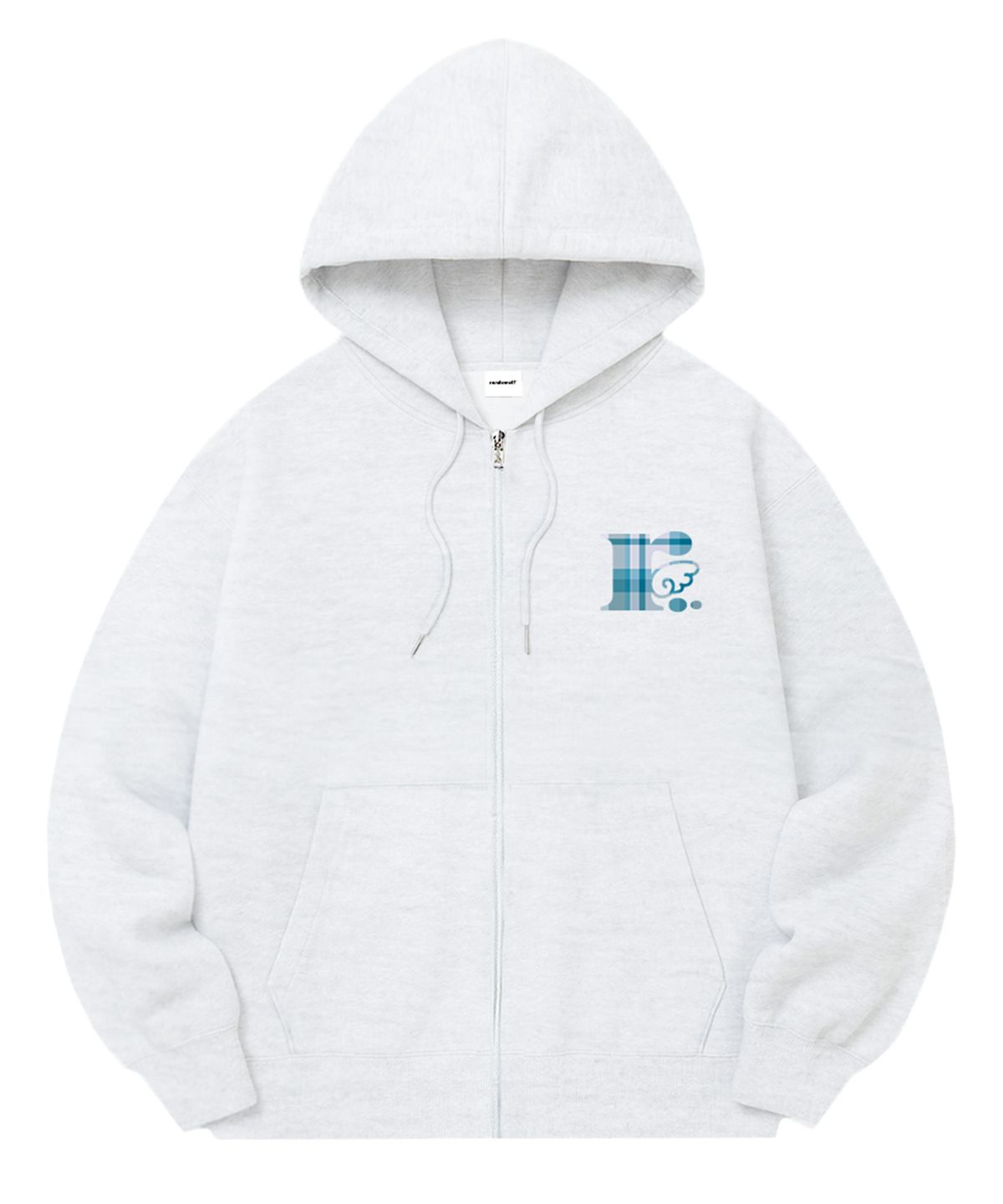 랜덤오프(RANDOMOFF) [기모선택] RÖFF TYPE PLAY CHECK SYMBOL SEMI OVER FIT ZIP-UP (4color)