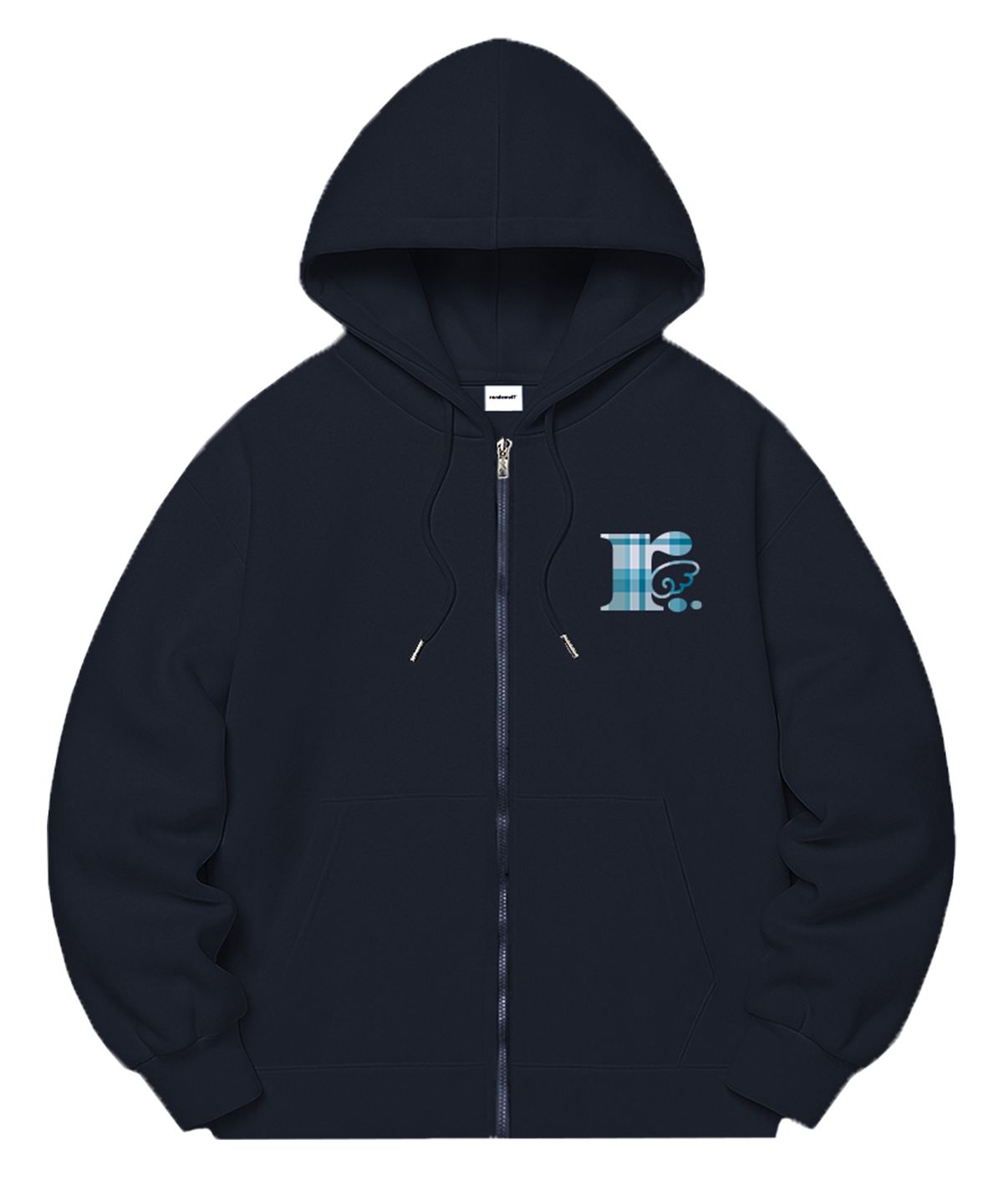 랜덤오프(RANDOMOFF) [기모선택] RÖFF TYPE PLAY CHECK SYMBOL SEMI OVER FIT ZIP-UP (4color)