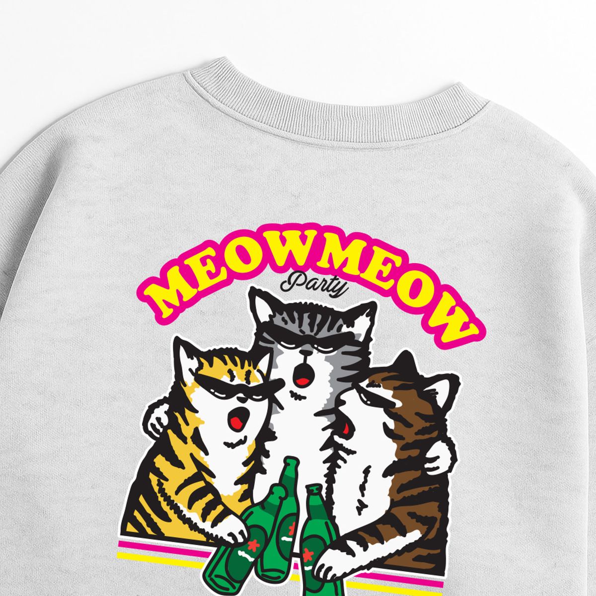 스플래시코드(SPLASHCODE) 헤비 크루넥 맨투맨 멜란지화이트 - 미우 클럽(Meow Club)