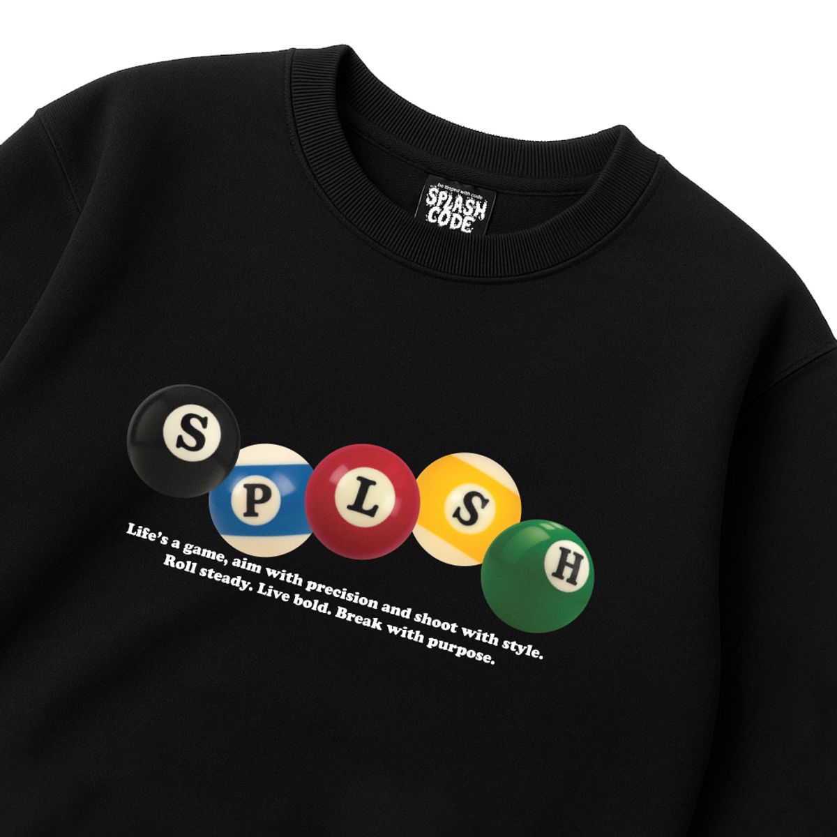 스플래시코드(SPLASHCODE) 헤비 크루넥 맨투맨 블랙 - 빌리어즈(Billiards)