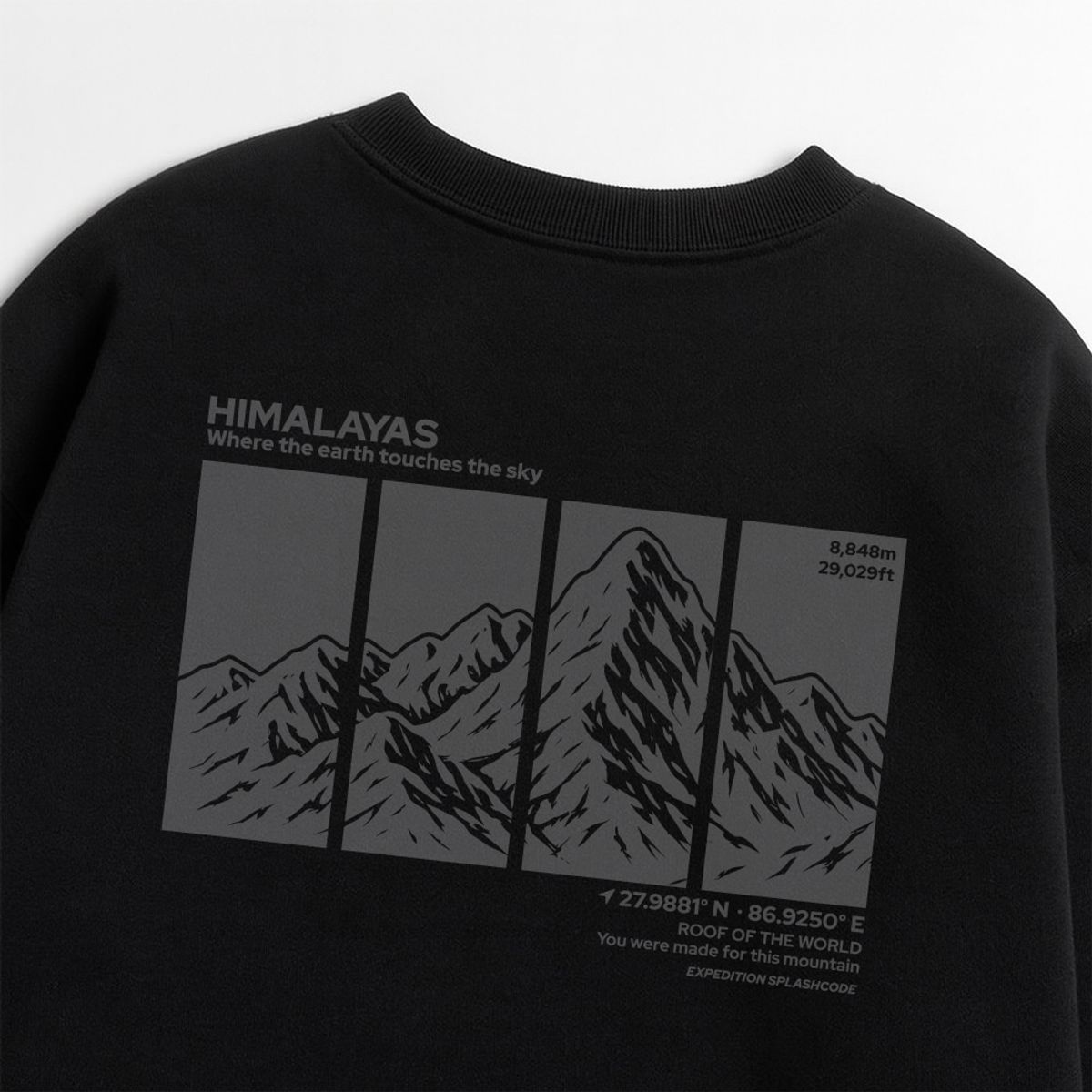 스플래시코드(SPLASHCODE) 헤비 크루넥 맨투맨 블랙 - 히말라야(Himalayas)