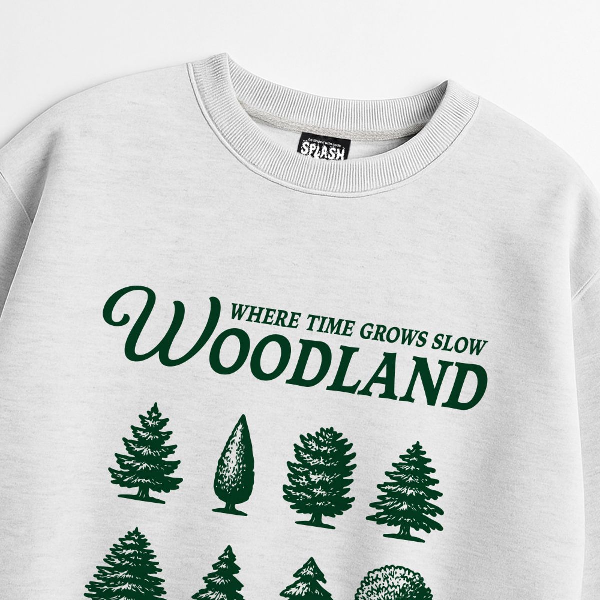 스플래시코드(SPLASHCODE) 헤비 크루넥 맨투맨 멜란지화이트 - 우드랜드(Woodland)