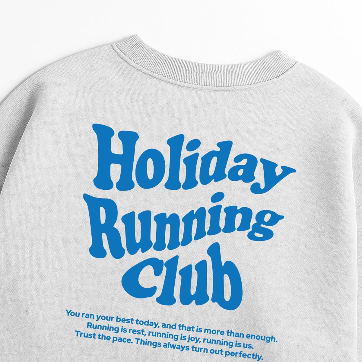 스플래시코드(SPLASHCODE) 헤비 크루넥 맨투맨 멜란지화이트 - 홀리데이 러닝 클럽(Holiday Running Club)