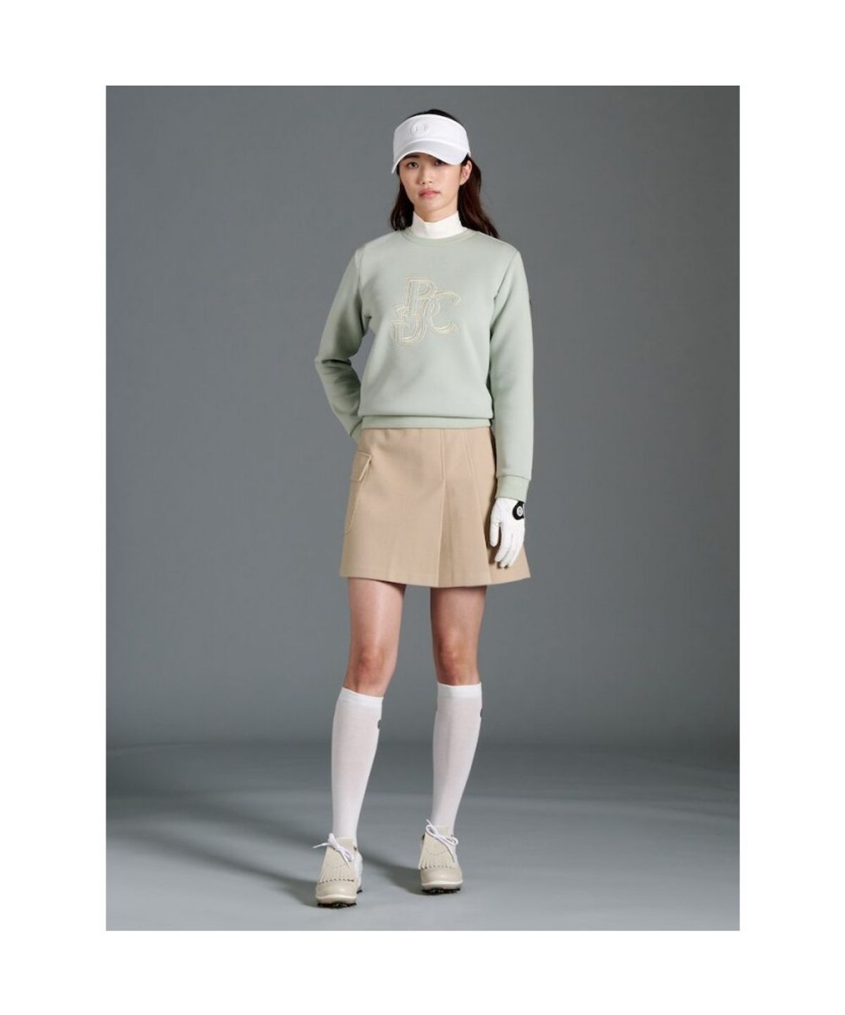 빈폴골프(BEANPOLE GOLF) 여성 라운드넥 블루종핏 긴소매 티셔츠 - 라이트 그린