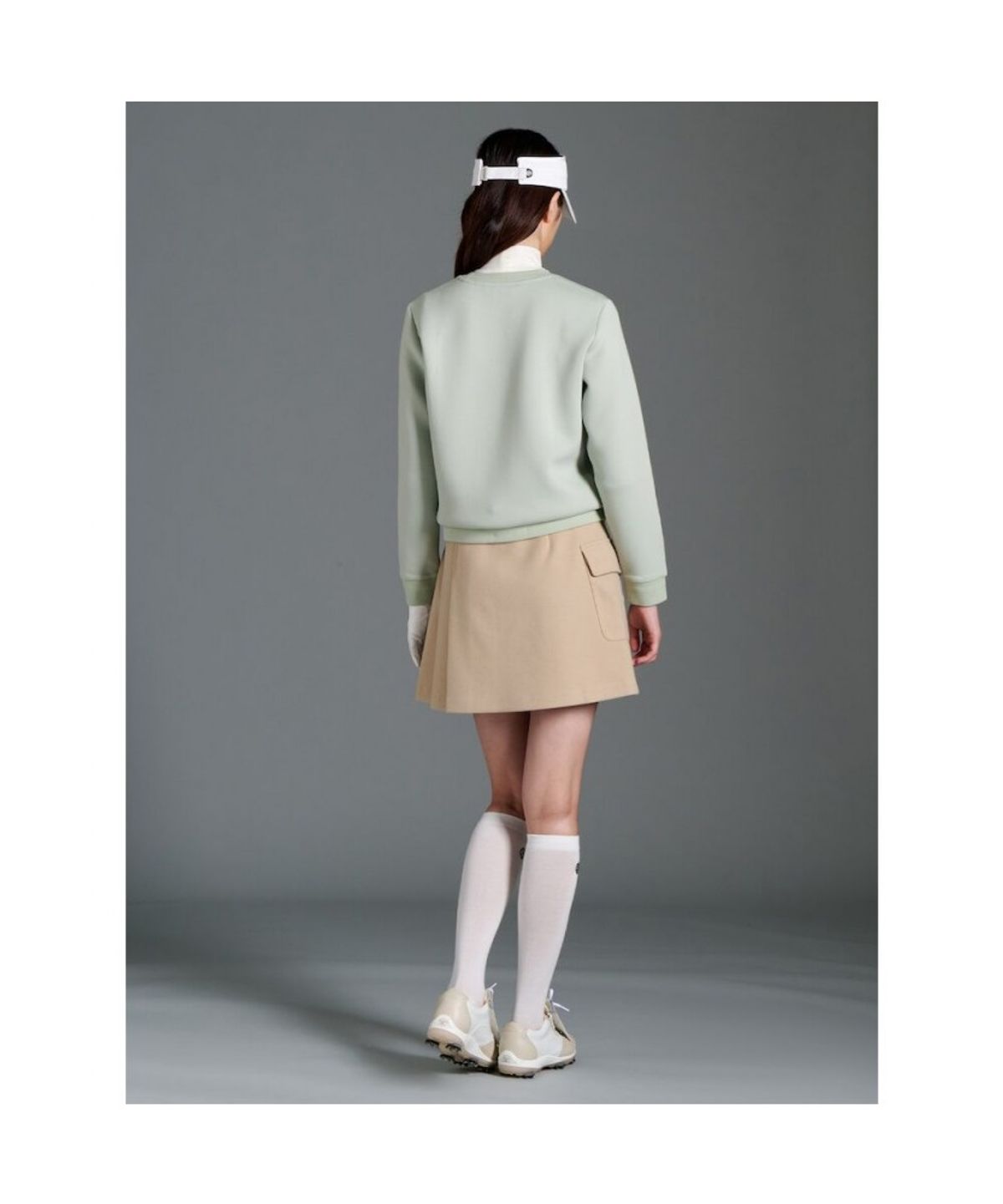 빈폴골프(BEANPOLE GOLF) 여성 라운드넥 블루종핏 긴소매 티셔츠 - 라이트 그린