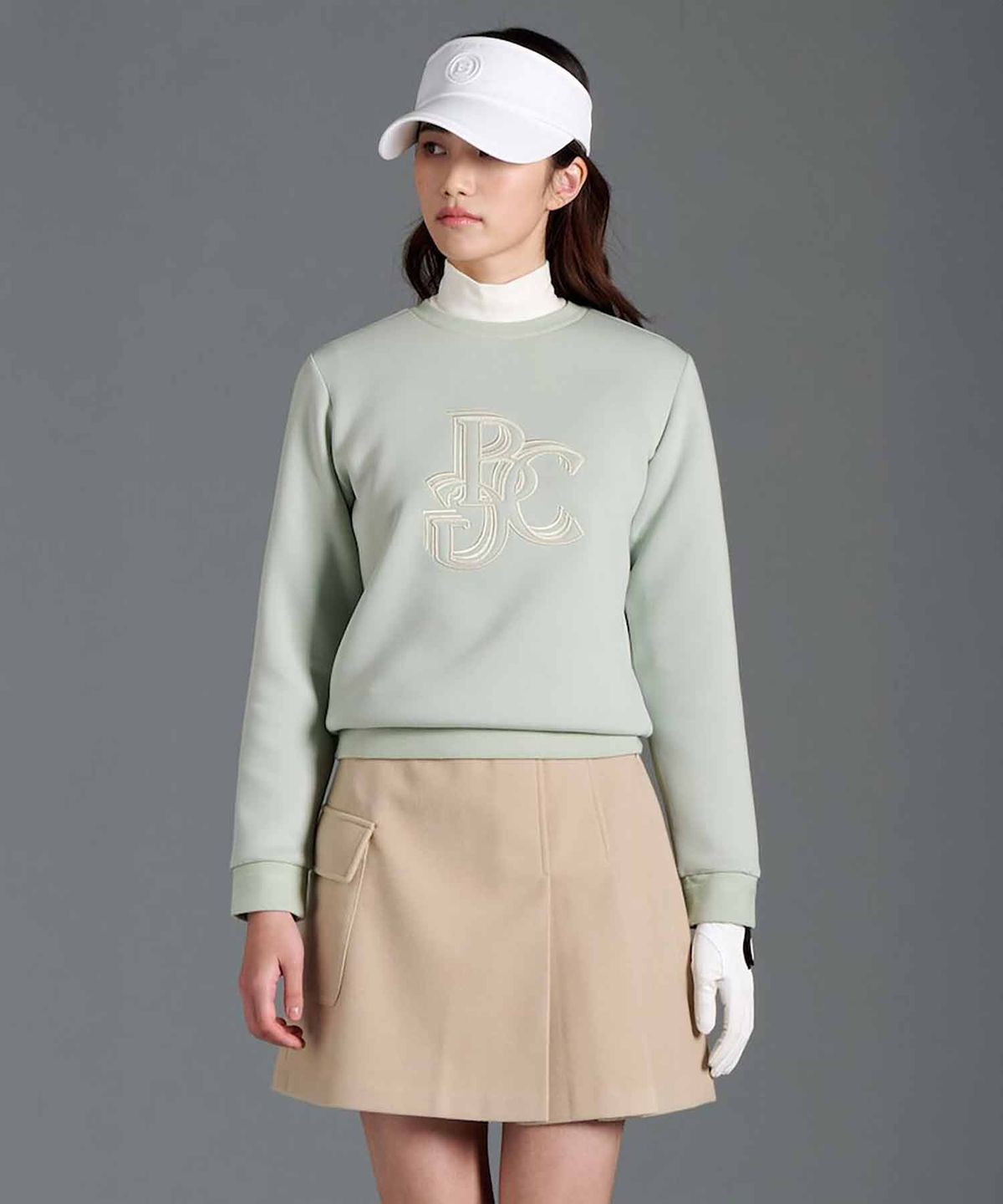 빈폴골프(BEANPOLE GOLF) 여성 라운드넥 블루종핏 긴소매 티셔츠 - 라이트 그린