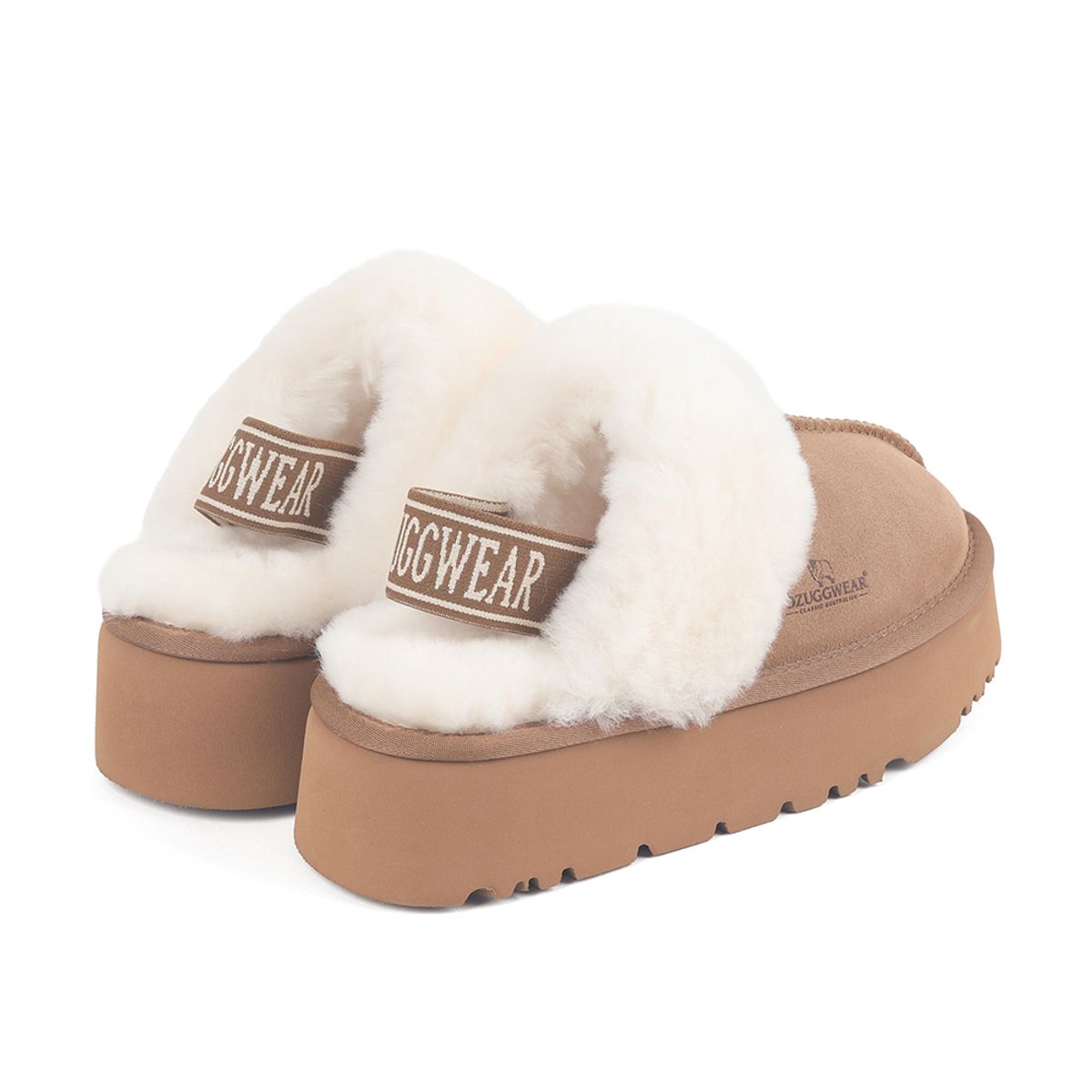 오즈어그웨어(OZ UGG WEAR) 어덜트 플랫폼 슬리퍼 백스트랩 브라운