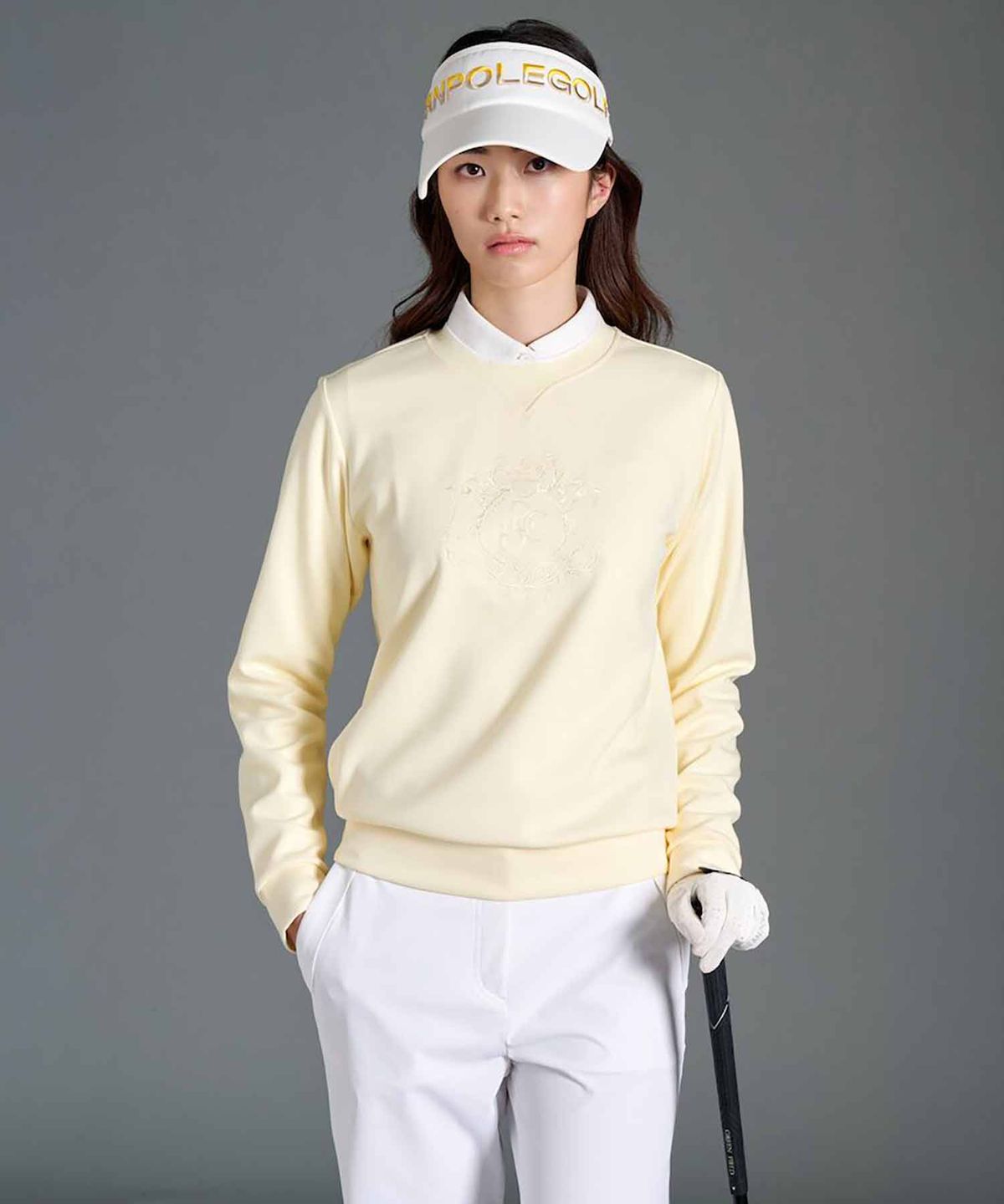 빈폴골프(BEANPOLE GOLF) 여성 원포인트 블루종핏 긴소매 티셔츠 - 레몬