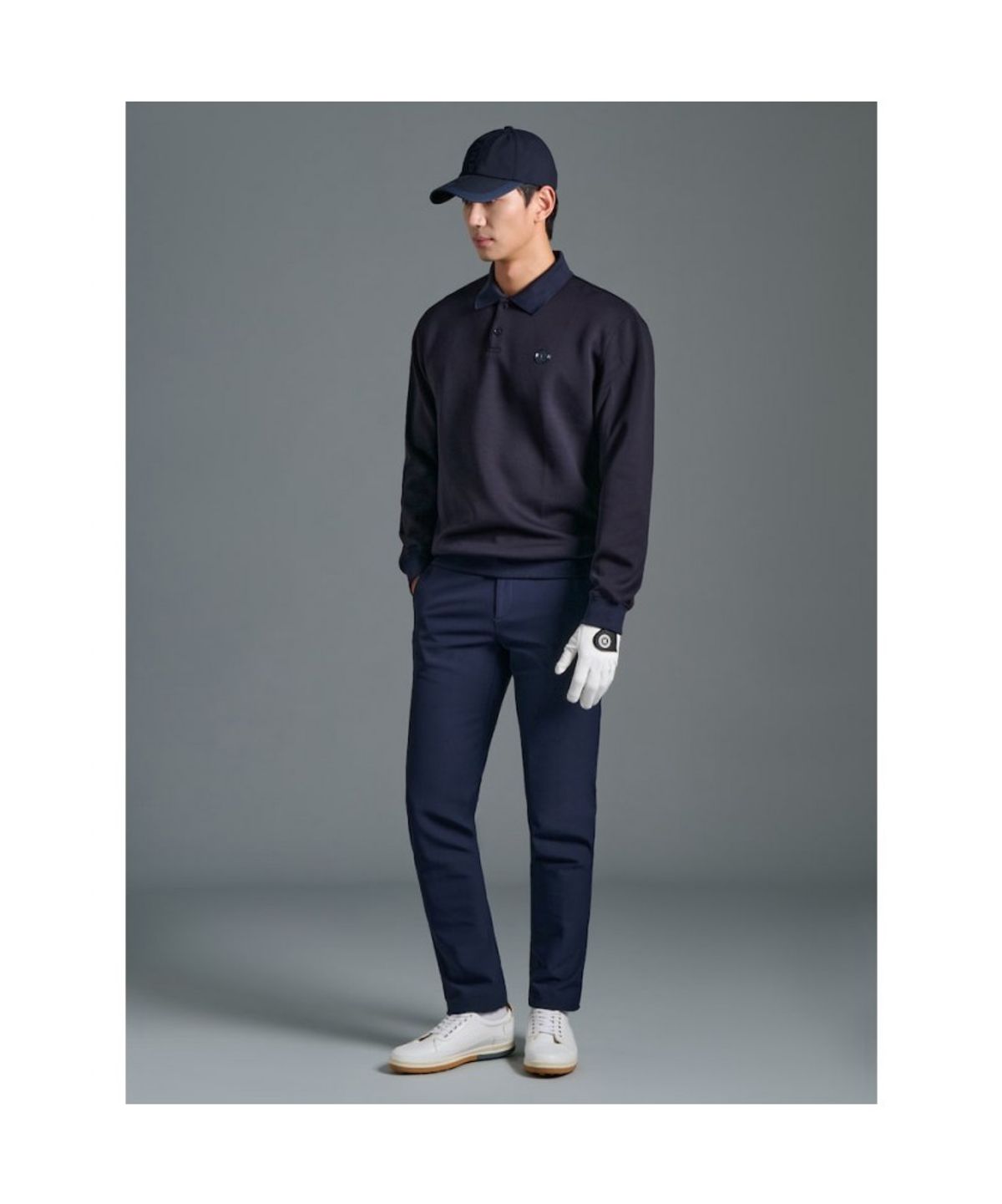 빈폴골프(BEANPOLE GOLF) 남성 맨투맨 칼라 티셔츠 - 네이비