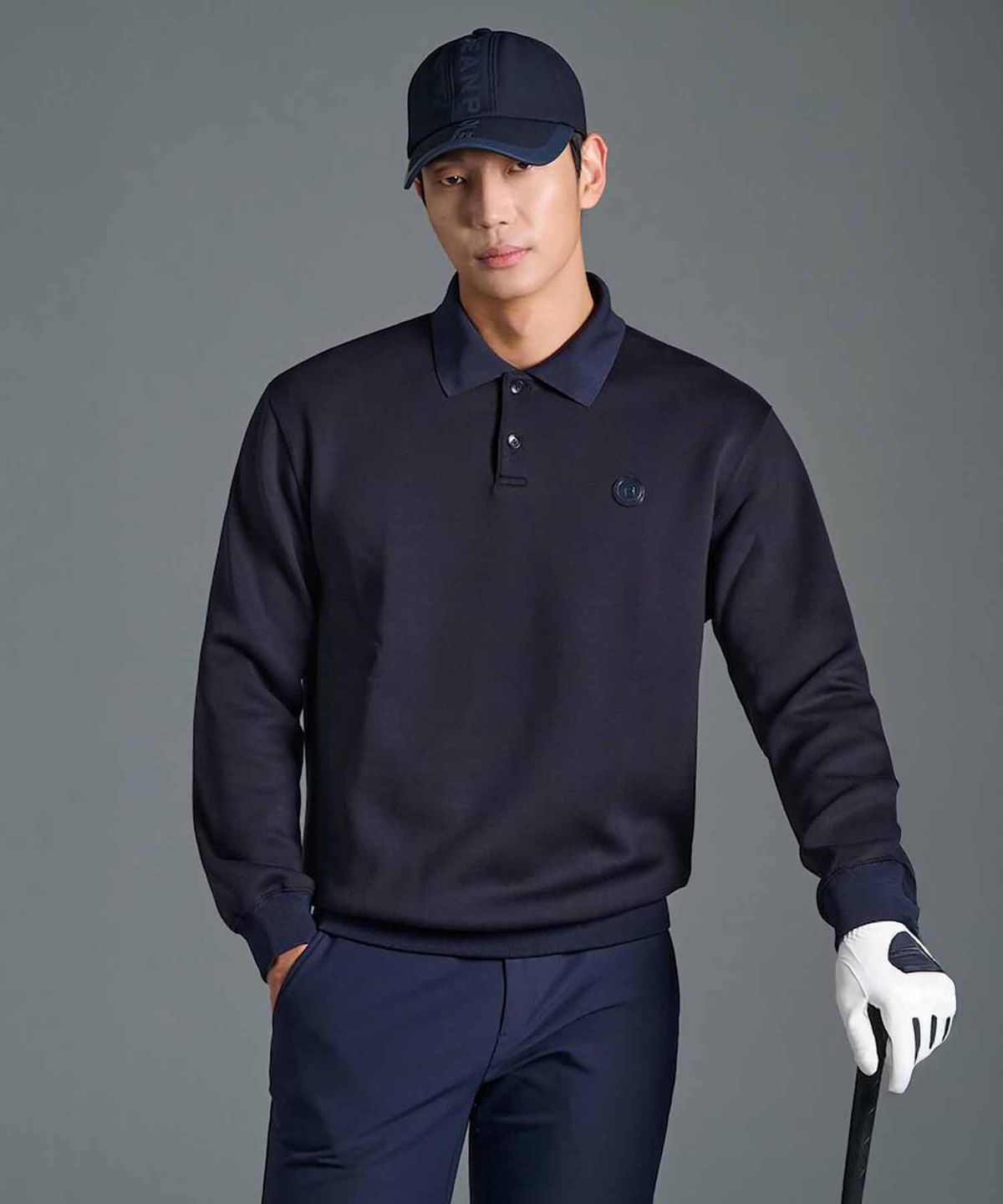 빈폴골프(BEANPOLE GOLF) 남성 맨투맨 칼라 티셔츠 - 네이비