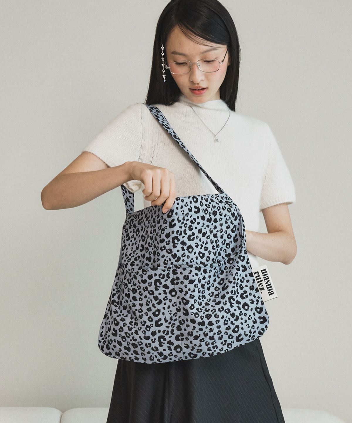 마스마룰즈(MASMARULEZ) Rabbit eco bag_Grand leopard Mauve Blue