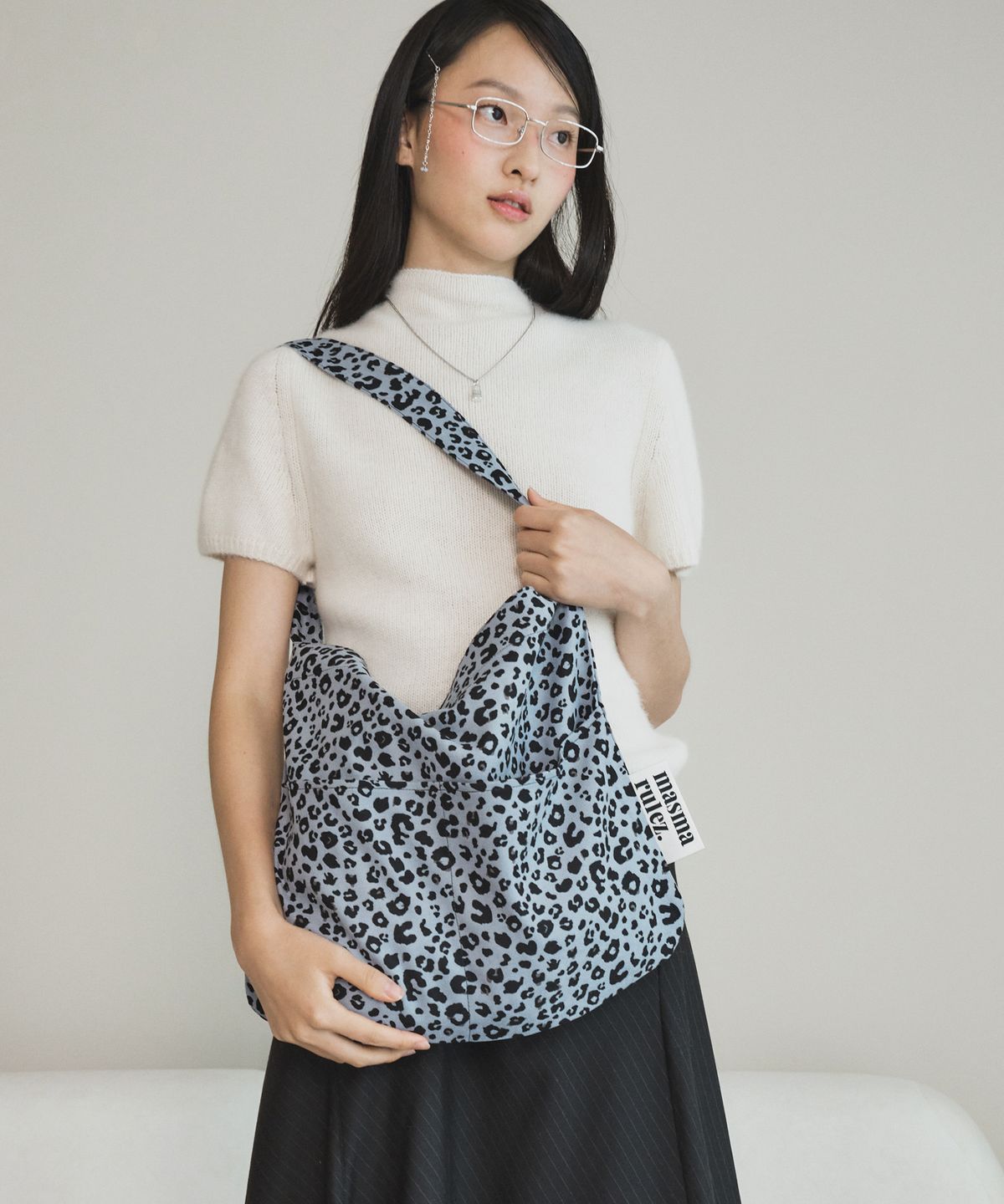 마스마룰즈(MASMARULEZ) Rabbit eco bag_Grand leopard Mauve Blue