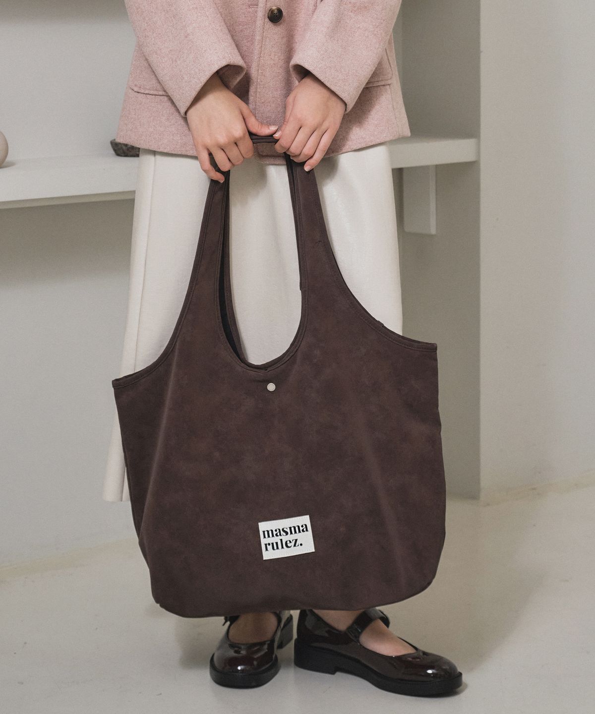 마스마룰즈(MASMARULEZ) Loose fit big shoulder bag_Vintage mocha brown