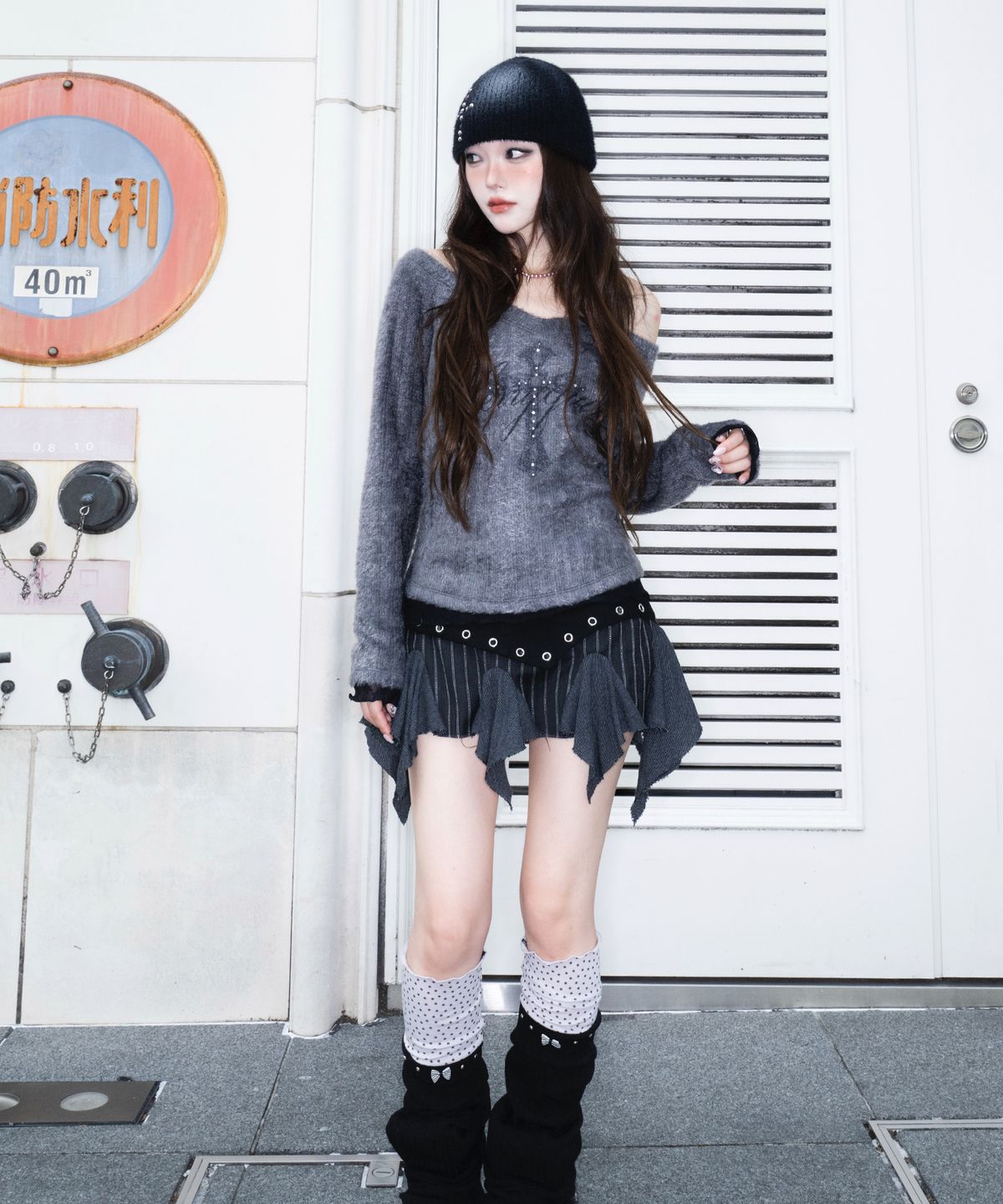 체리퀴리(CHERRYQUIRI) cross starlight knit - charcoal