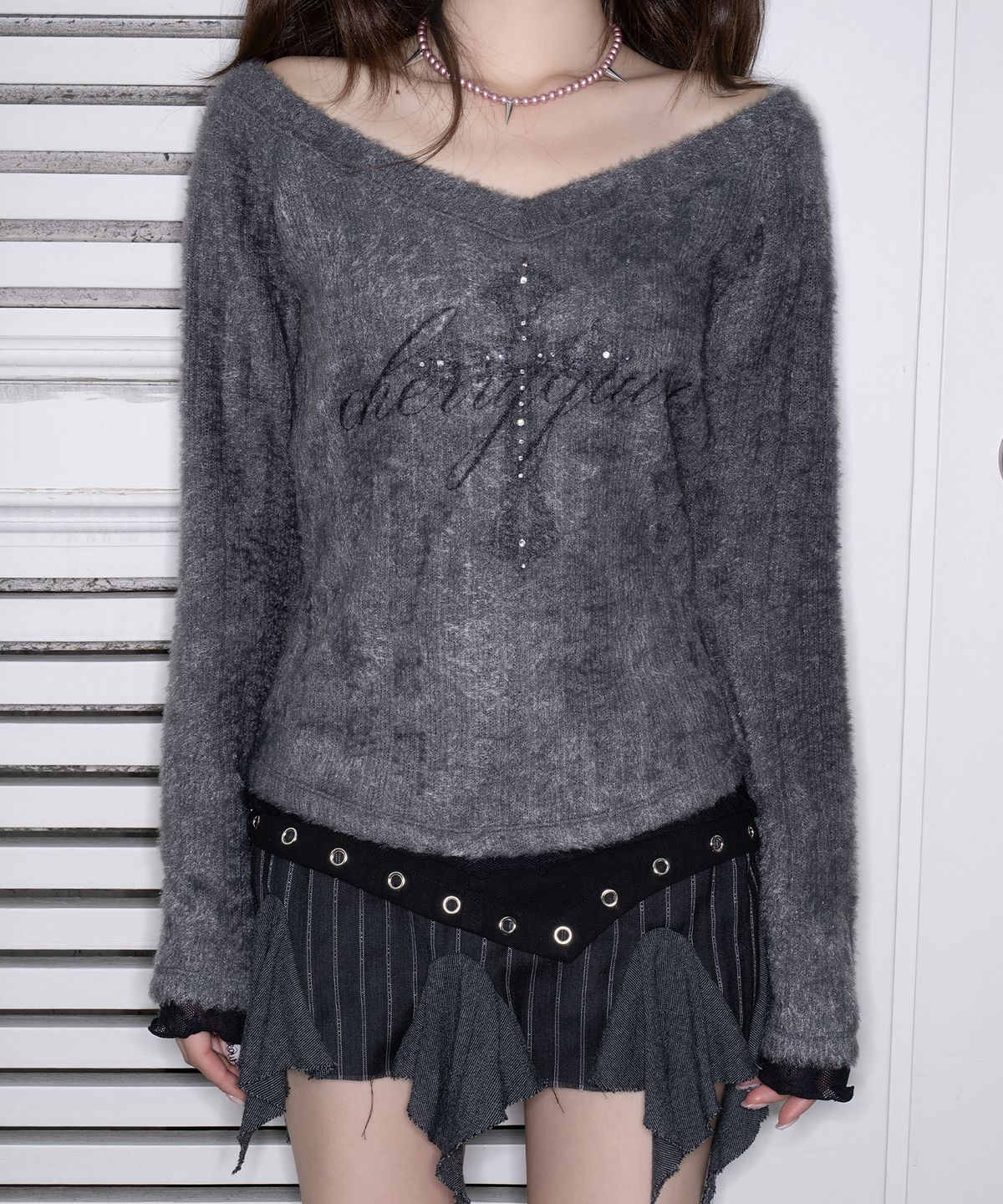체리퀴리(CHERRYQUIRI) cross starlight knit - charcoal