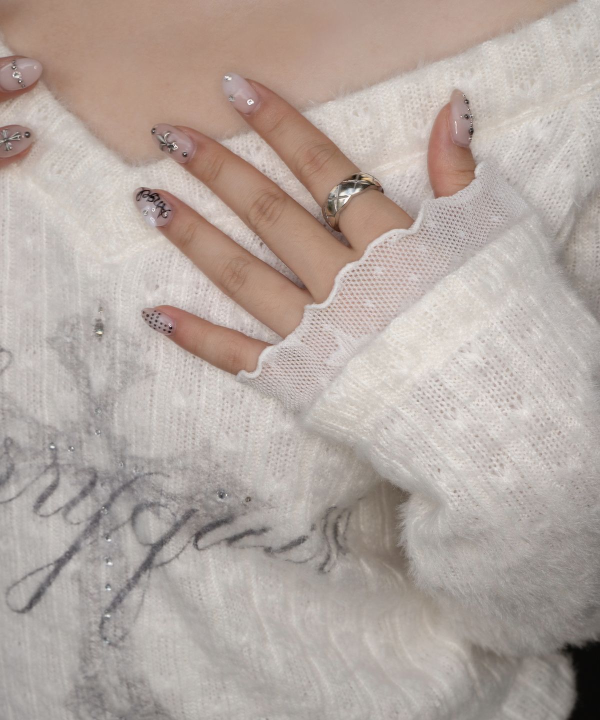 체리퀴리(CHERRYQUIRI) cross starlight knit - ivory