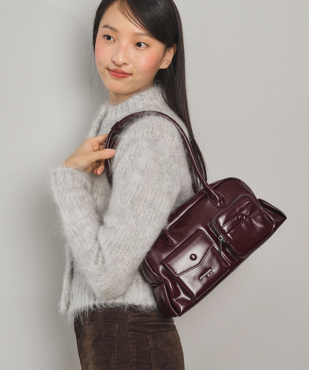 마스마룰즈(MASMARULEZ) Chaming leather shoulder bag_Burgundy