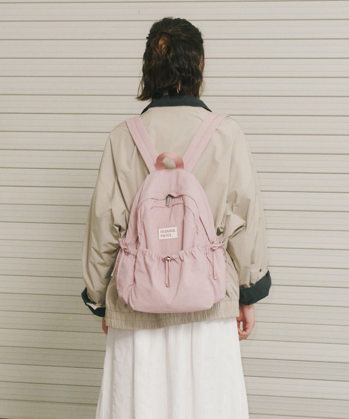 마스마룰즈(MASMARULEZ) mini ver. Ribbon pocket backpack_Fog pink