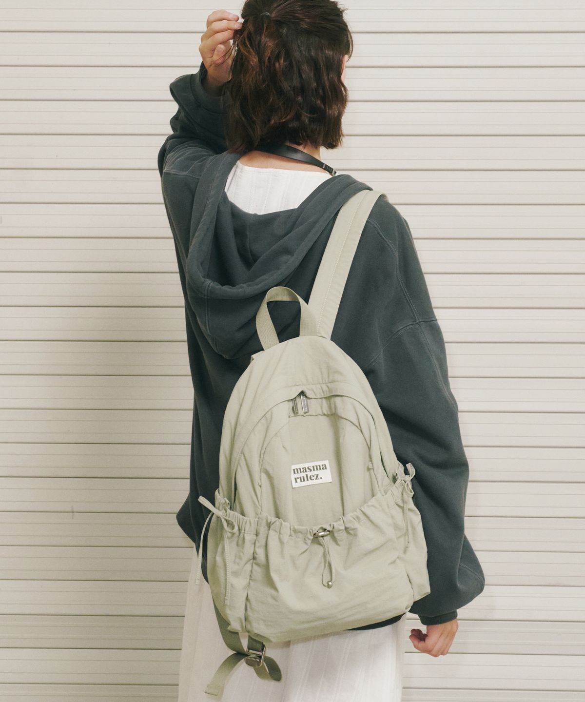 마스마룰즈(MASMARULEZ) mini ver. Ribbon pocket backpack_Fog green