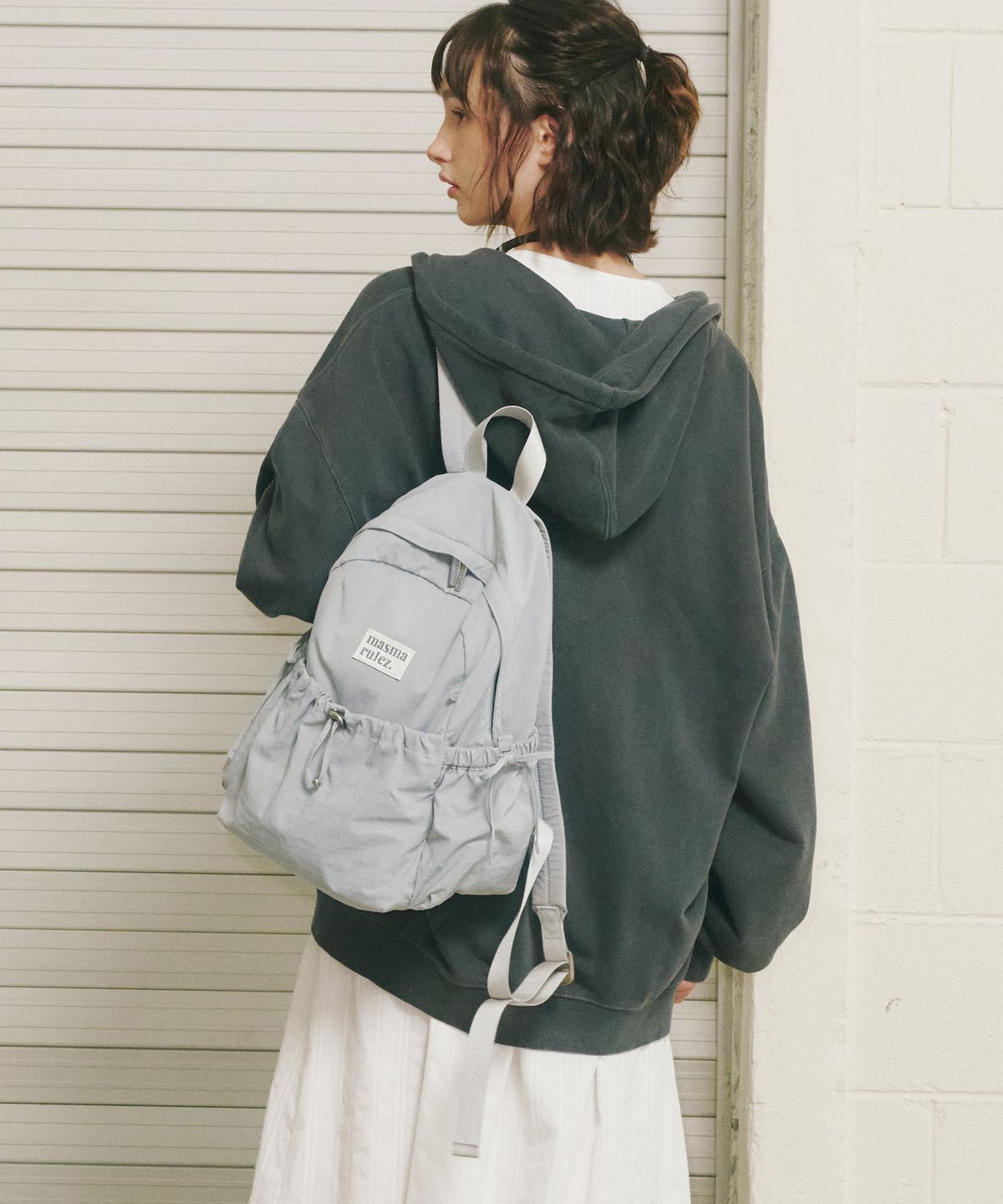 마스마룰즈(MASMARULEZ) mini ver. Ribbon pocket backpack_Fog blue