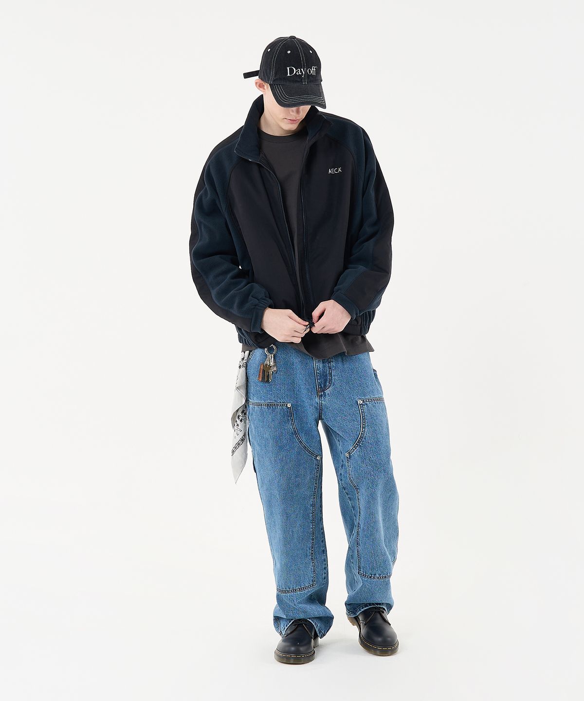 에이카화이트(AECA) AECA SHERPA FLEECE RAGLAN JACKET-CHARCOAL