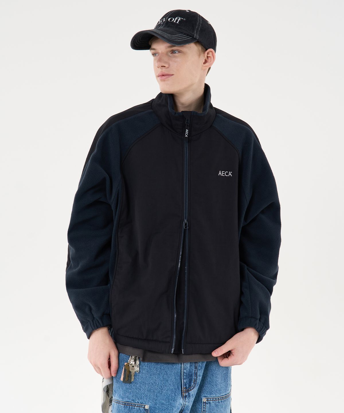 에이카화이트(AECA) AECA SHERPA FLEECE RAGLAN JACKET-CHARCOAL