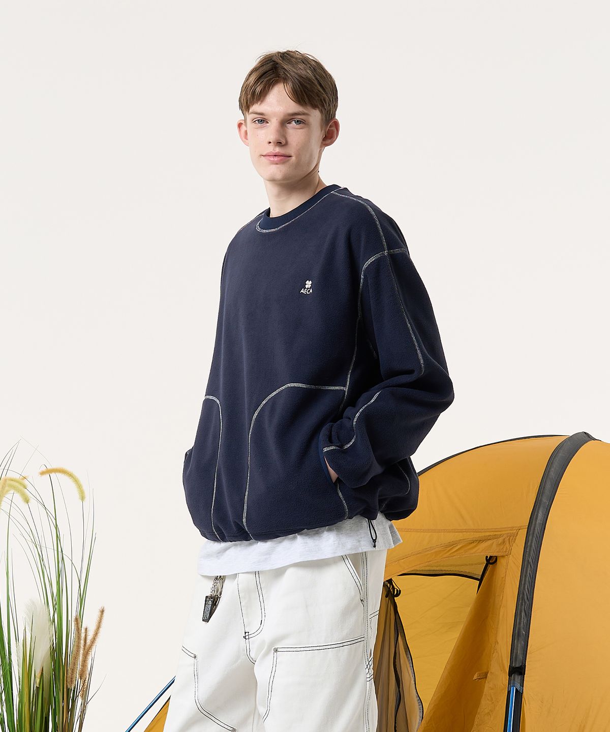 에이카화이트(AECA) AECA EVERLIGHT FLEECE STRING SWEAT-NAVY