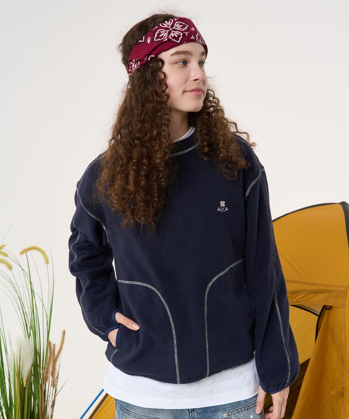 에이카화이트(AECA) AECA EVERLIGHT FLEECE STRING SWEAT-NAVY