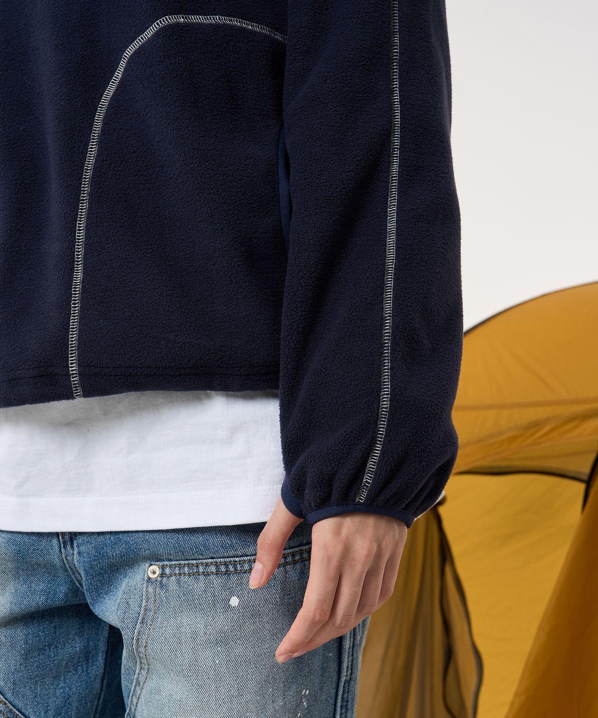 에이카화이트(AECA) AECA EVERLIGHT FLEECE STRING SWEAT-NAVY