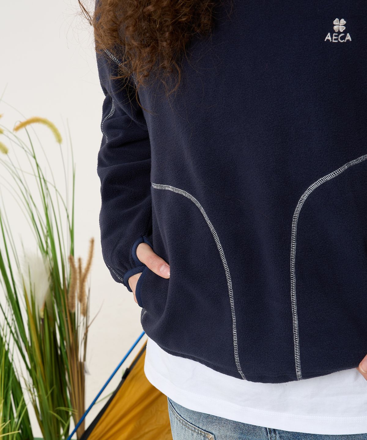 에이카화이트(AECA) AECA EVERLIGHT FLEECE STRING SWEAT-NAVY