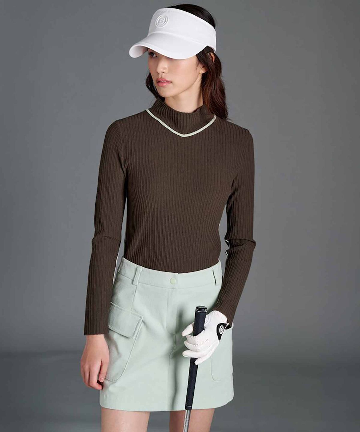 빈폴골프(BEANPOLE GOLF) 여성 하이넥 니트 풀오버 - 카키