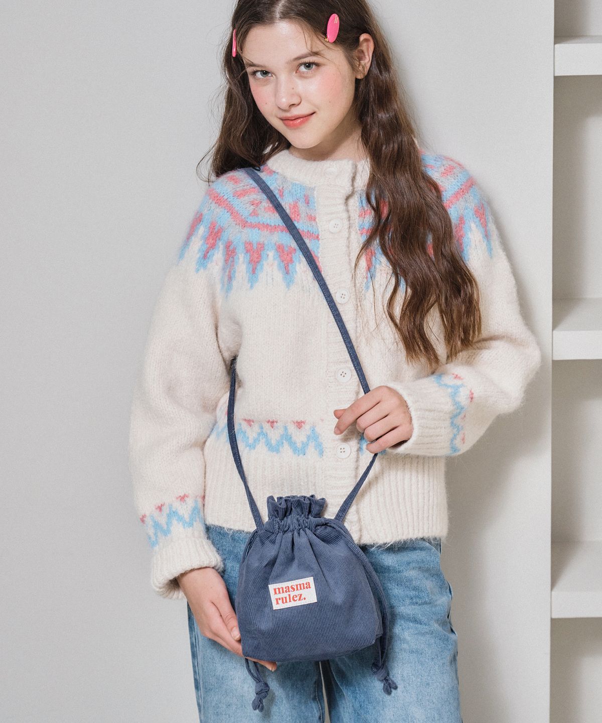 마스마룰즈(MASMARULEZ) String cross bag_Corduroy Dusty Blue